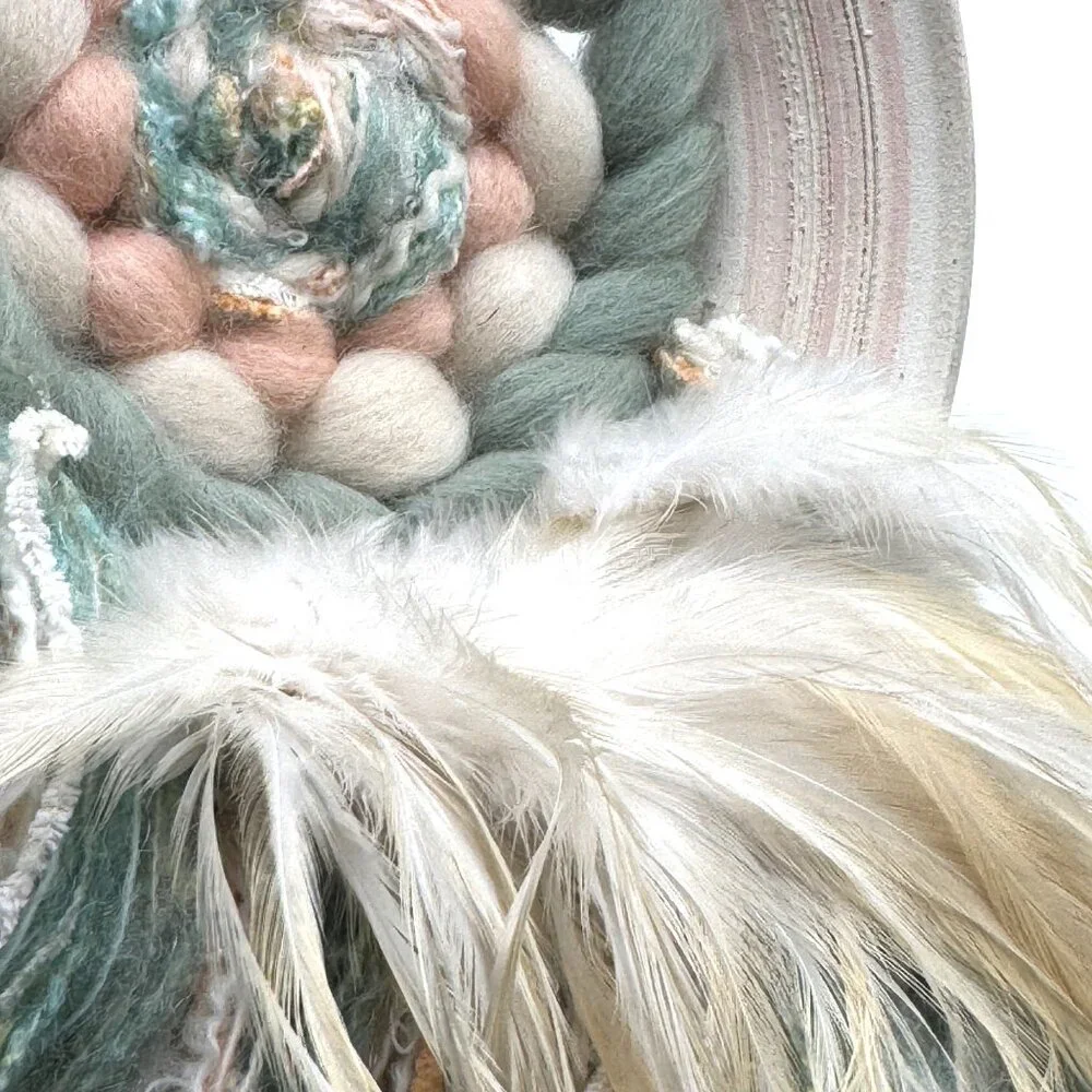 Dream Catcher Handmade Wall Decor Native American Design Macrame & Feathers Past